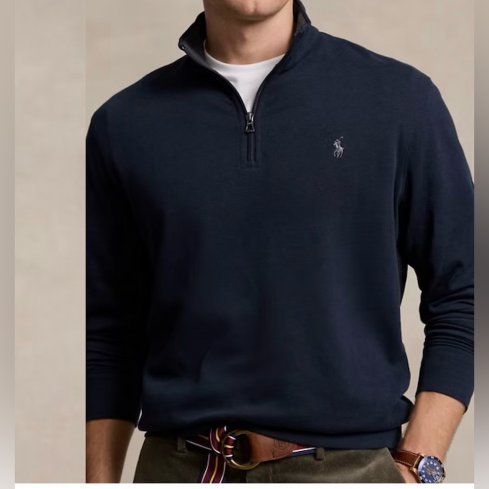 POLO by Ralph Lauren pullover shirt size 2XB navy blue‎ jersey quarter zipper 💙